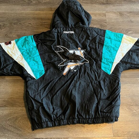 Vintage Rare 90s San Jose Sharks Starter 1/2 Zip Jacket Pullover Puffer- Size XL - Picture 5 of 7